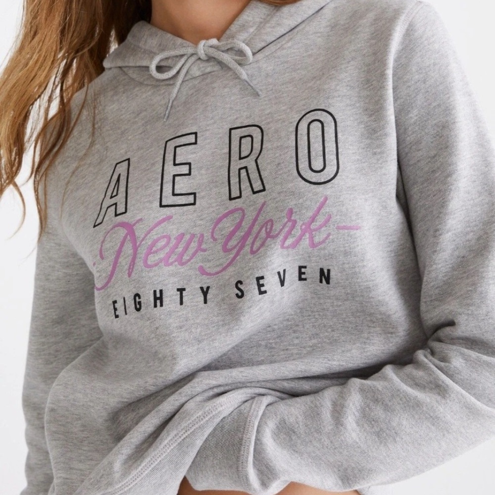 AERO New York Eighty Seven Aeropostale Grey Hoodie Sweatshirt Womens‎ XL